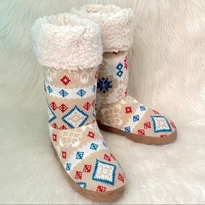 MUK LUK MEMORY FOAM SHERPA TRIM SLIPPERS XL 9 10